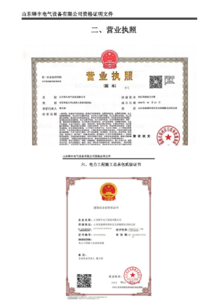 business license and qualification documents